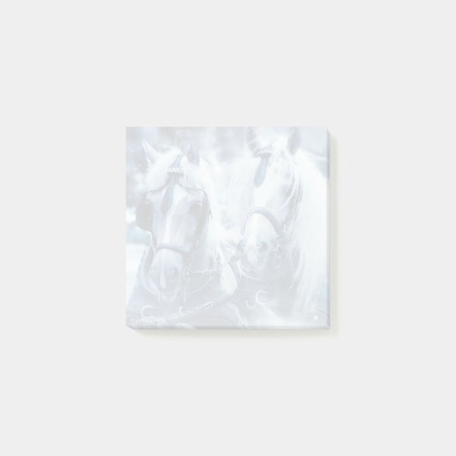 Beautiful Horse Team Winter Driving Photo Post-it Notes (Front)