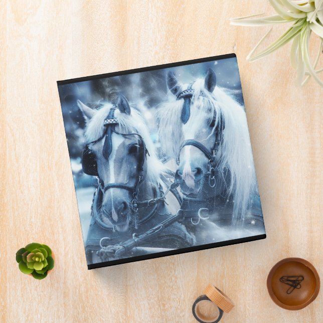 Beautiful Horse Team Winter Photo 3 Ring Binder (In Situ)