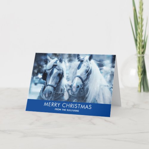 Beautiful Horse Team Winter Photo Christmas Card