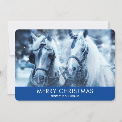 Beautiful Horse Team Winter Photo Christmas Holiday Card