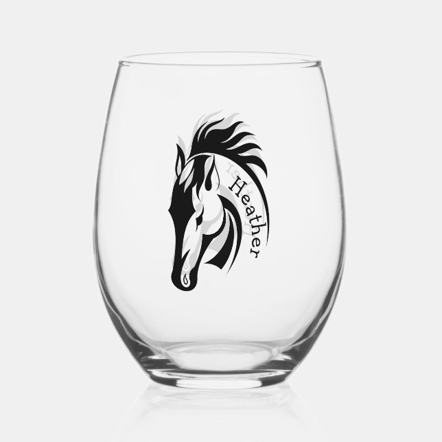 Beautiful Horse Thermal Wine Glass (Front)