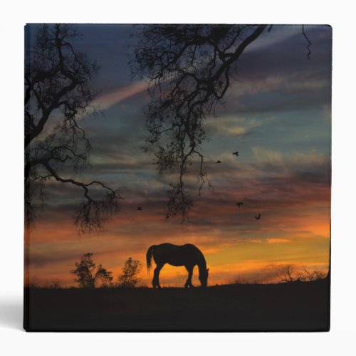 Beautiful Horse Three Ring Binder Sunset