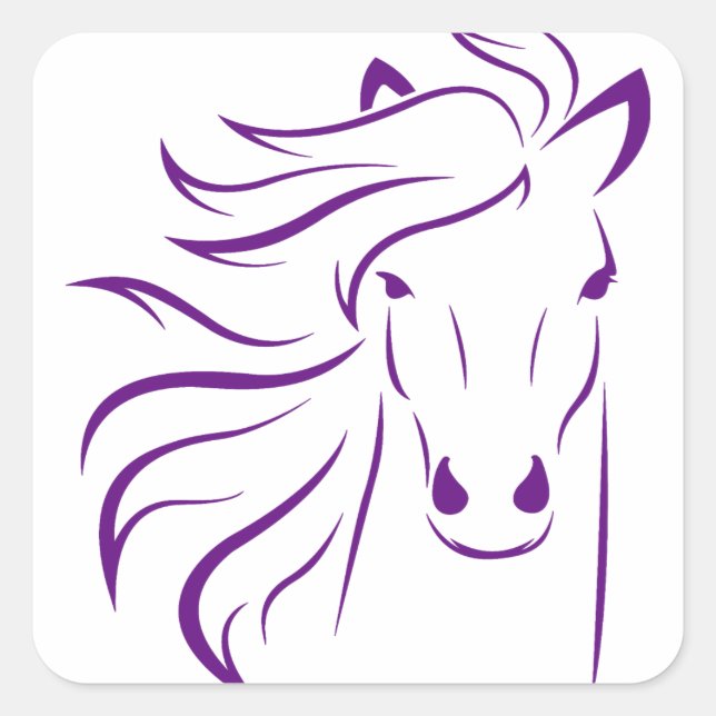 Beautiful Horse with Glamorous Mane Square Sticker (Front)