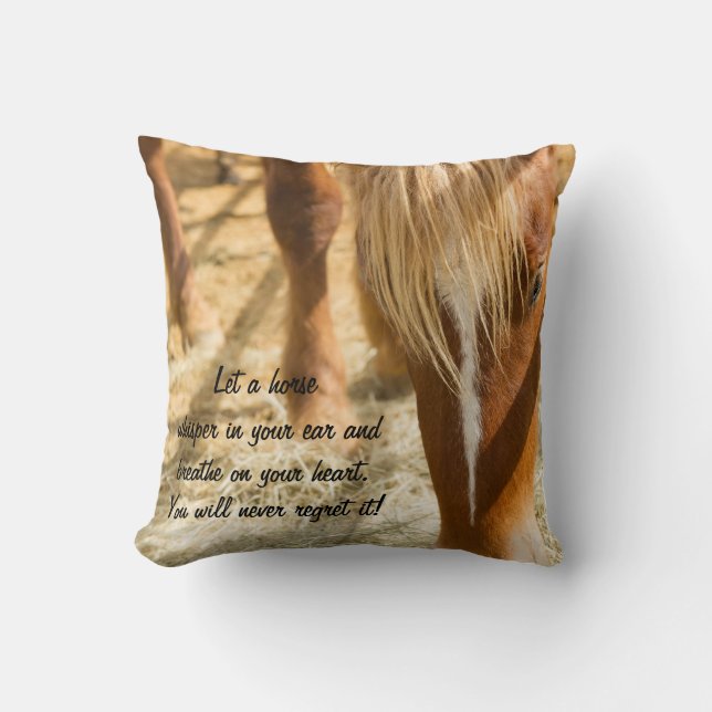 Beautiful Horse with Inspirational Quote Throw Pillow (Front)