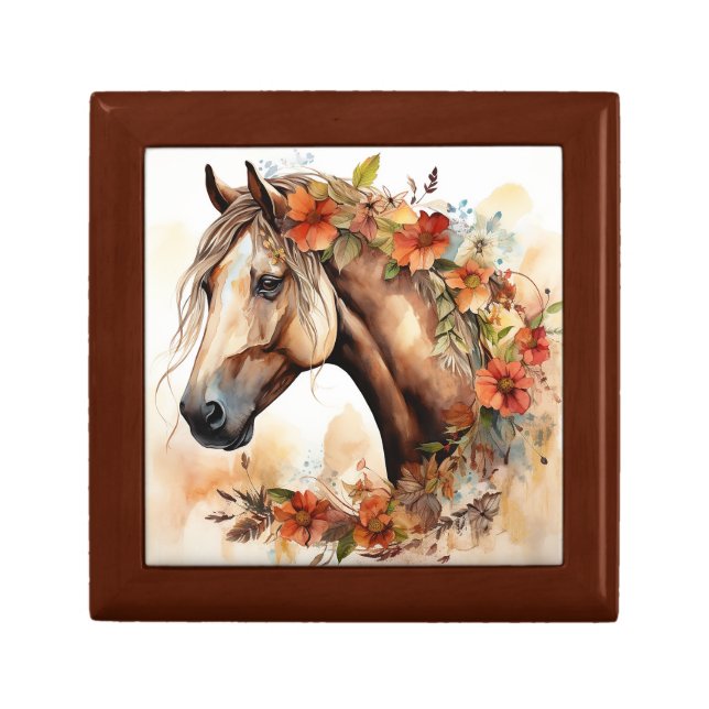 Beautiful Horse with Pretty Flowers Watercolor Gift Box (Front)
