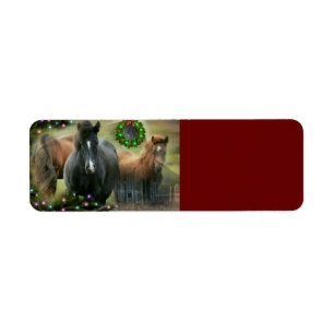 Beautiful Horses and Rustic Barn Christmas Label