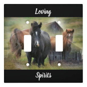 Beautiful Horses and Rustic Barn Light Switch Cover