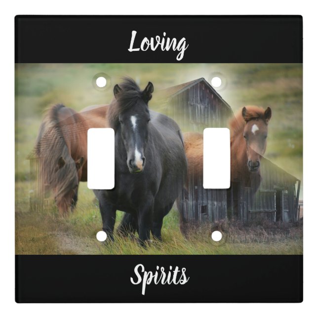 Beautiful Horses and Rustic Barn Light Switch Cover (Front)