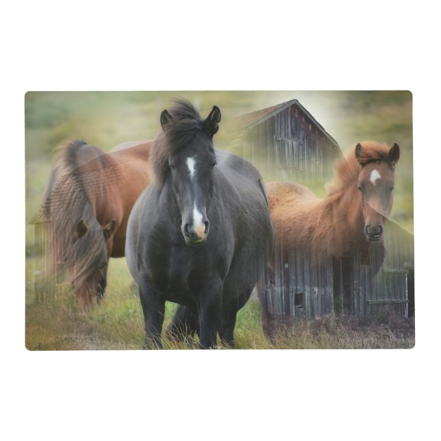 Beautiful Horses and Rustic Barn Placemat (Front)