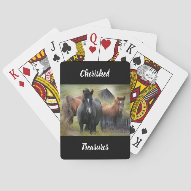 Beautiful Horses and Rustic Barn Poker Cards (Back)