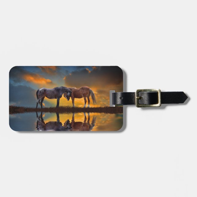 Beautiful Horses and Water Luggage Tag (Front Horizontal)