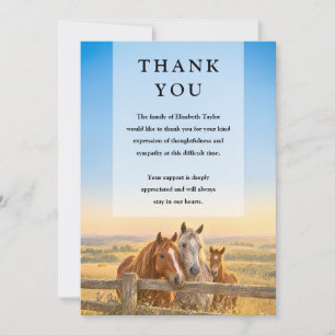 Beautiful Horses Celebration of Life Funeral Thank You Card