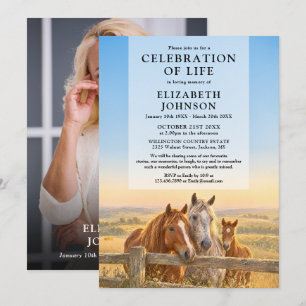 Beautiful Horses Celebration of Life Photo Invitation