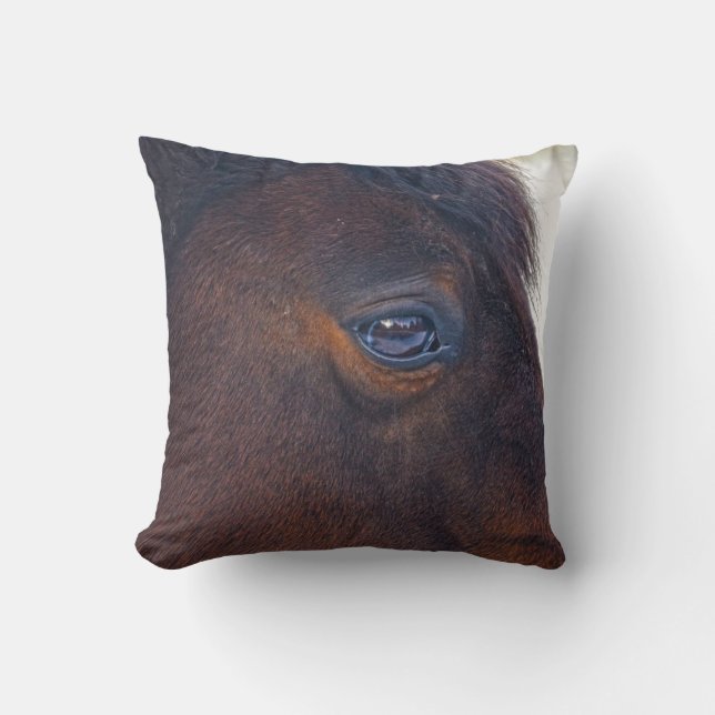 Beautiful Horse's Eye Equine Photo Throw Pillow (Front)