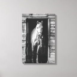 Beautiful Horses Farm Animals B&amp;W Canvas Print