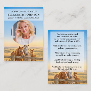 Beautiful Horses Funeral Prayer Poem Photo Cards