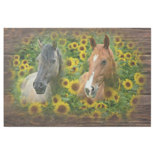 Beautiful Horses in Field of Sunflowers Gallery Wrap