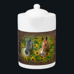 Beautiful Horses in Field of Sunflowers Teapot<br><div class="desc">Beautiful</div>