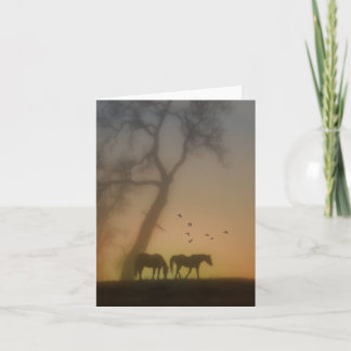 Beautiful Horses in the Mist Note Card