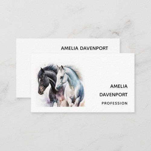 Beautiful Horses in Watercolor Business Card