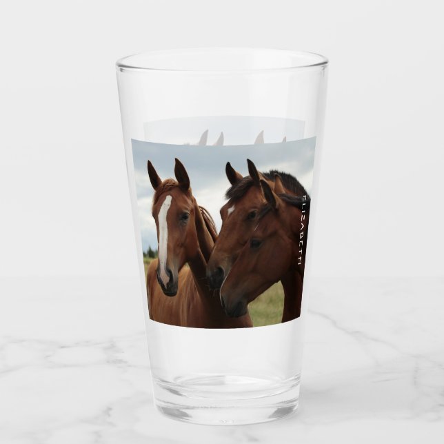 Beautiful Horses Personalized Glass (Front)