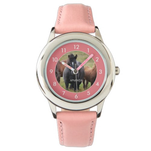 Beautiful horses pink childrens watch