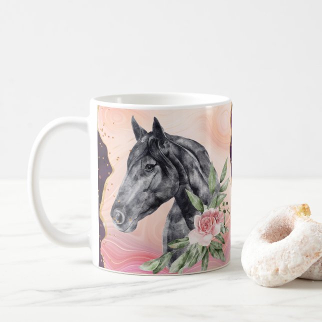 Beautiful Horses Ranch Western Coffee Mug, Cup (With Donut)