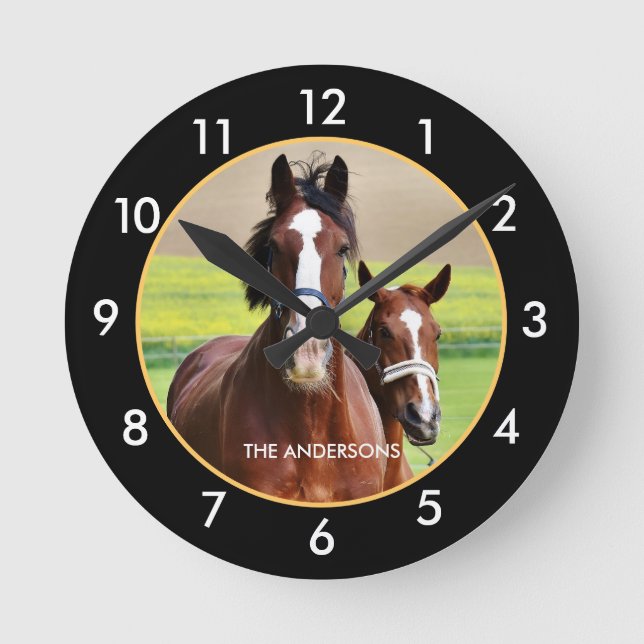 Beautiful horses round clock (Front)