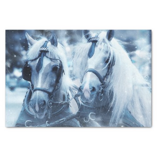 Beautiful Horses Running in the Snow  Tissue Paper