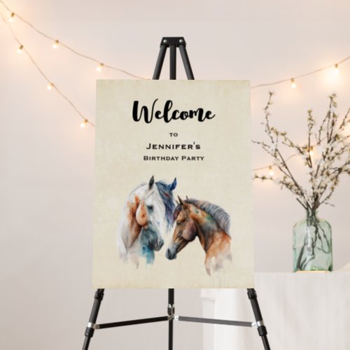 Beautiful Horses Western Boho Birthday Welcome Foam Board