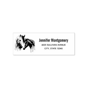 Beautiful Horses Western Boho Name & Address Self-inking Stamp