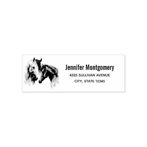 Beautiful Horses Western Boho Name  Address Self_inking Stamp