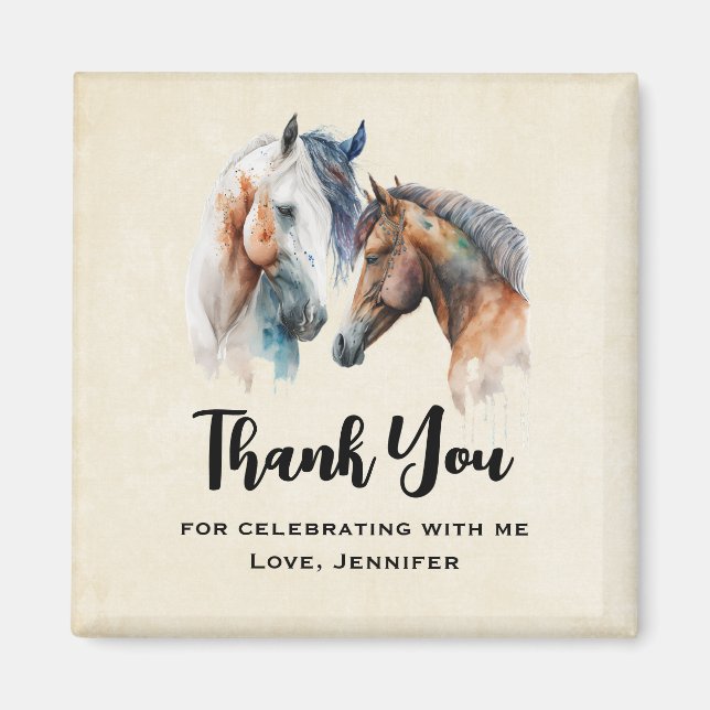 Beautiful Horses Western Boho Party Thank You Magnet (Front)