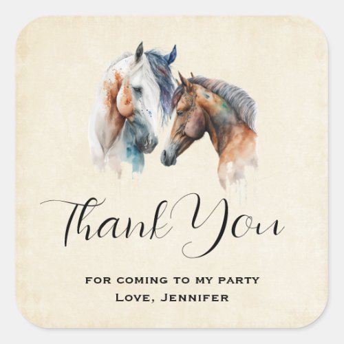Beautiful Horses Western Boho Party Thank You Square Sticker