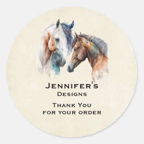 Beautiful Horses Western Boho Style Business Classic Round Sticker