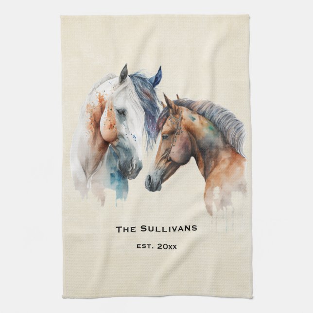 Beautiful Horses Western Boho Style Kitchen Towel (Vertical)