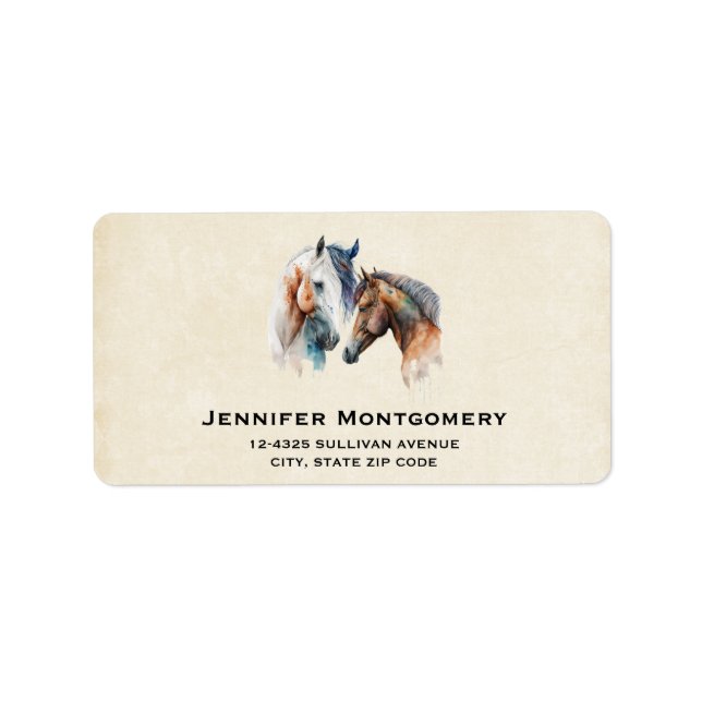 Beautiful Horses Western Boho Style Label (Front)