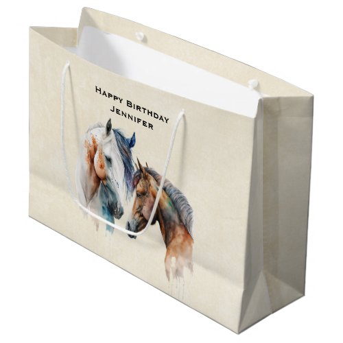 Beautiful Horses Western Boho Style Large Gift Bag