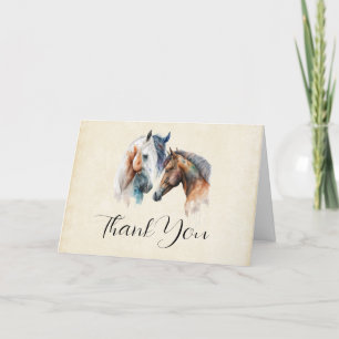 Beautiful Horses Western Boho Style Letterpress Thank You Card
