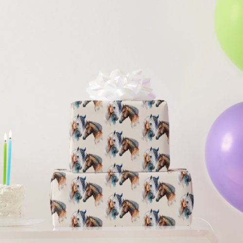 Beautiful Horses Western Boho Style Pattern Wrapping Paper