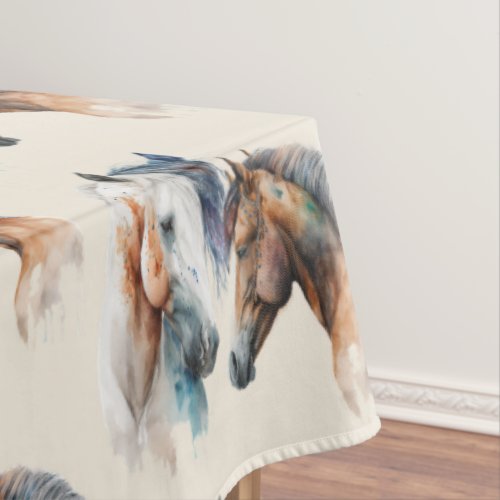 Beautiful Horses Western Boho Style Patterned Tablecloth