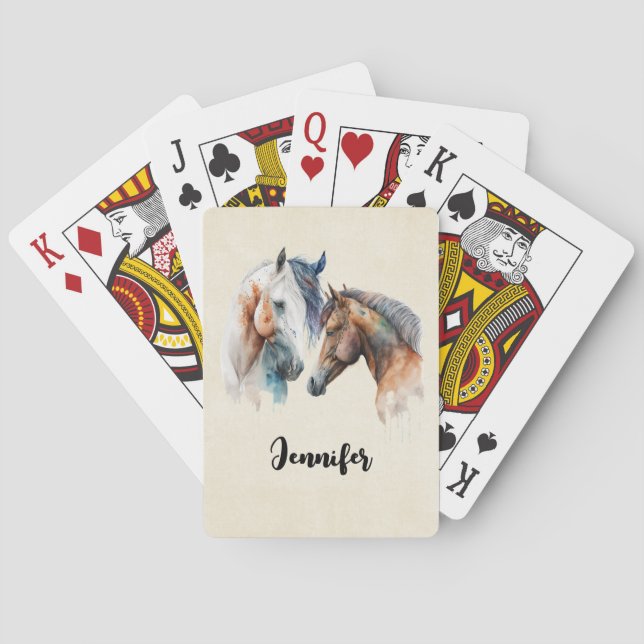Beautiful Horses Western Boho Style Poker Cards (Back)