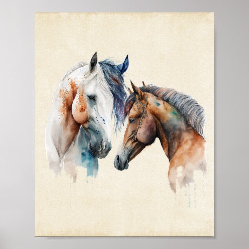 Beautiful Horses Western Boho Style Poster