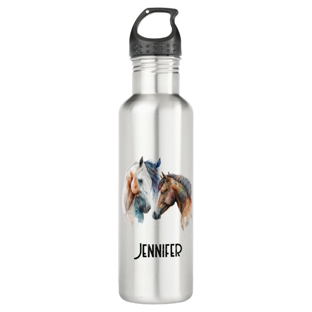 Beautiful Horses Western Boho Style Stainless Steel Water Bottle (Front)