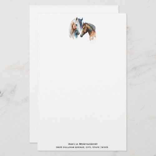 Beautiful Horses Western Boho Style Stationery