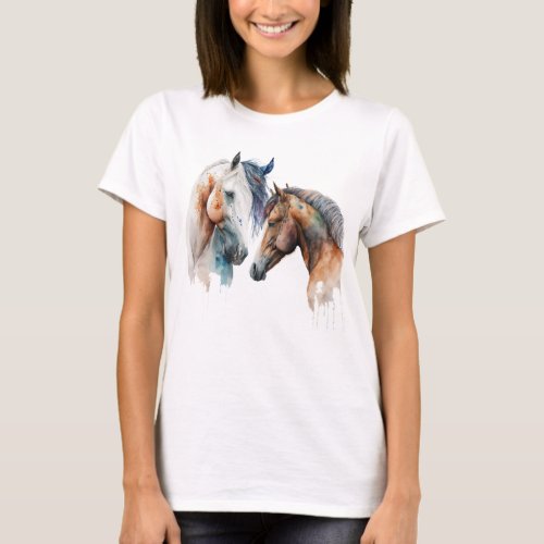 Beautiful Horses Western Boho Style T_Shirt