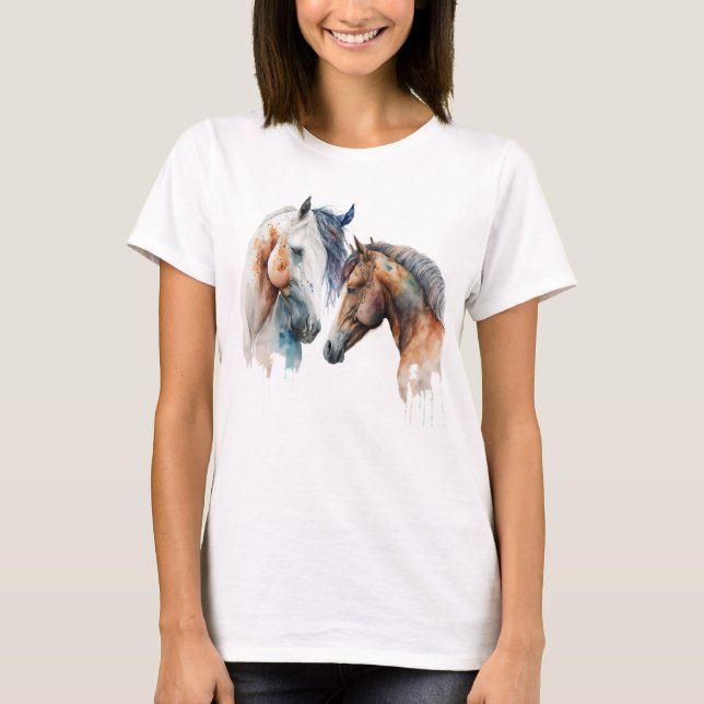 Beautiful Horses Western Boho Style T-Shirt (Front)