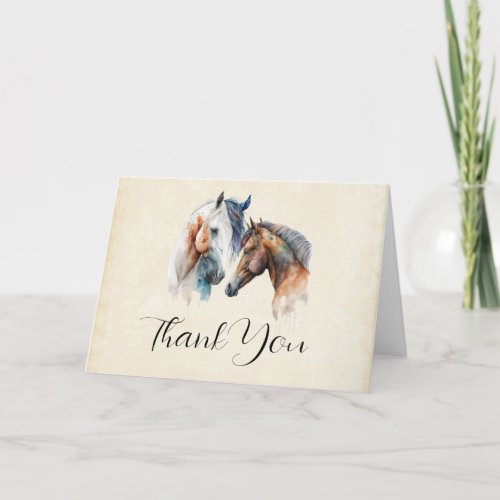 Beautiful Horses Western Boho Style Thank You Card