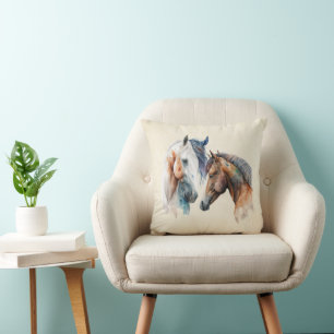 Beautiful Horses Western Boho Style Throw Pillow