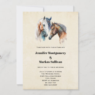 Beautiful Horses Western Boho Style Wedding Invitation